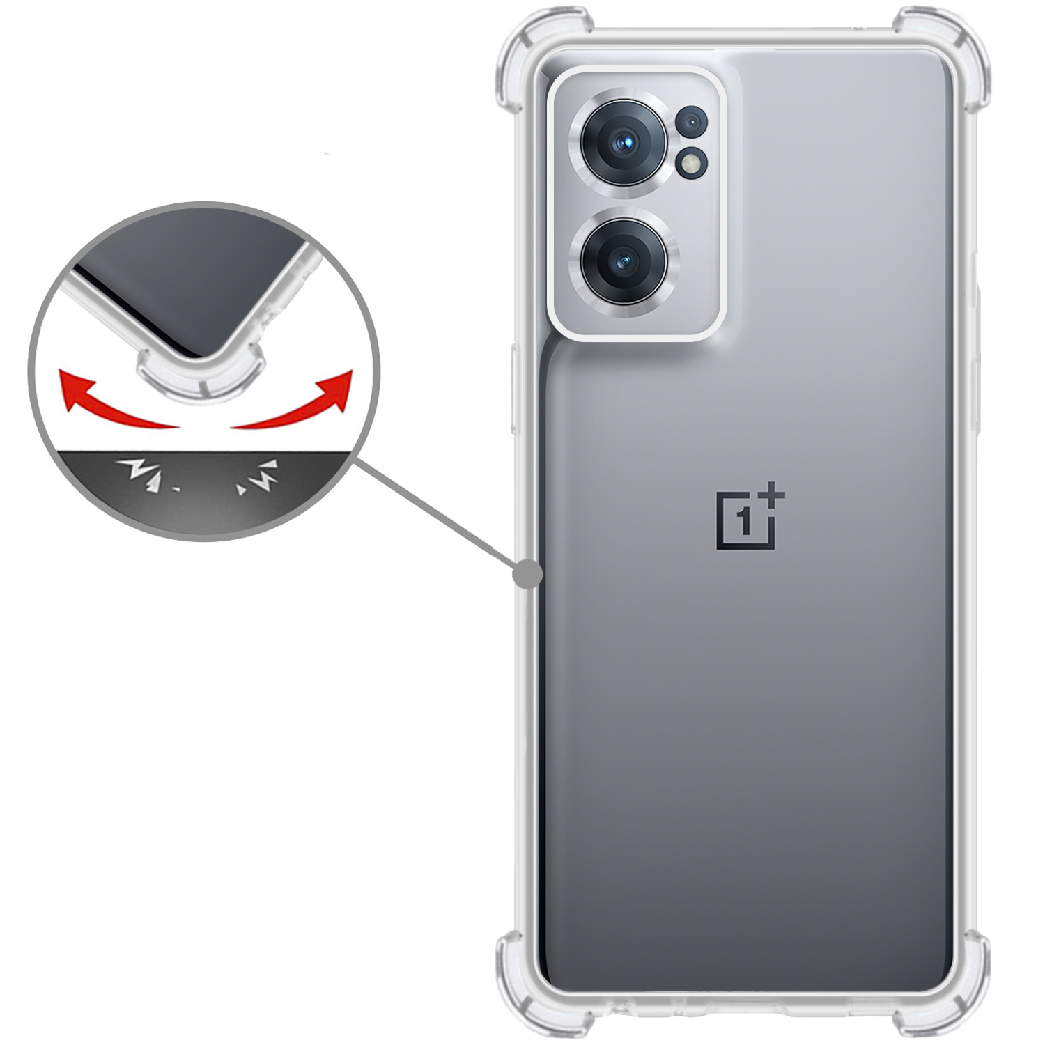 Nomfy Hoesje Geschikt voor OnePlus Nord CE 2 Hoesje Shock Proof Cover Case Shockproof Met 2x Screenprotector - Hoes Geschikt voor OnePlus Nord CE 2 Hoes Siliconen Back Case - Transparant
