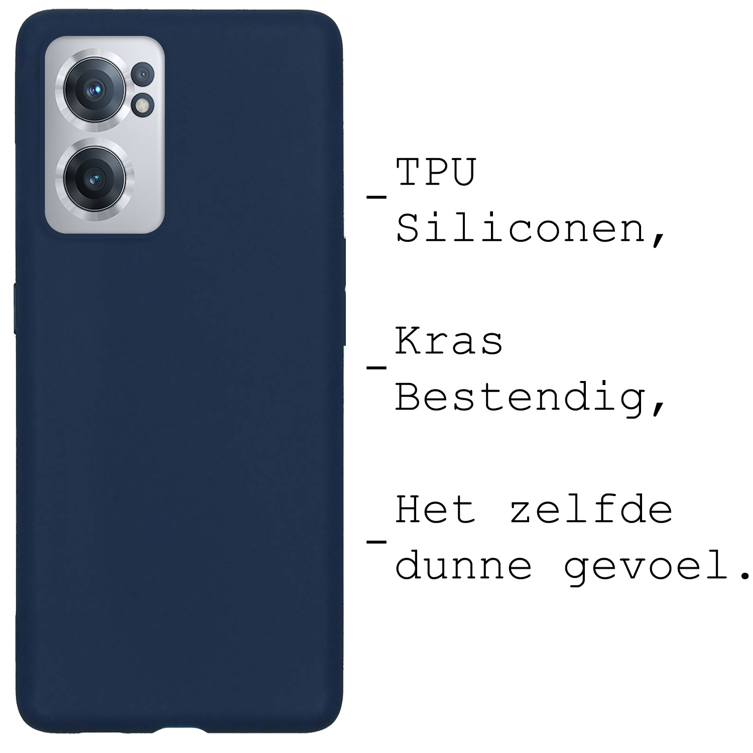 BASEY. Hoes Geschikt voor OnePlus Nord CE 2 Hoesje Siliconen Back Cover Case Met Screenprotector - Hoesje Geschikt voor OnePlus Nord CE 2 Hoes Cover Hoesje - Donkerblauw