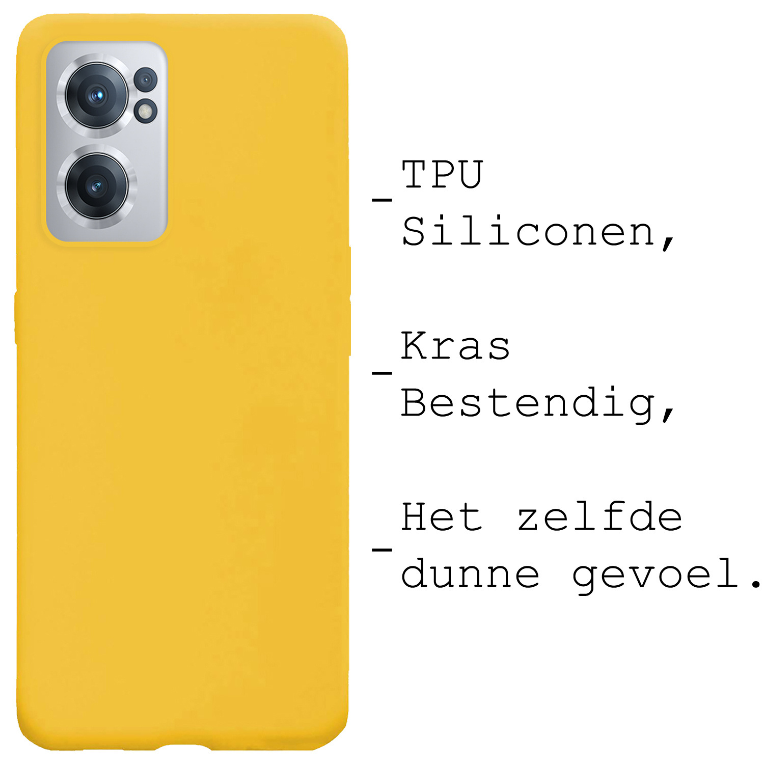 BASEY. Hoes Geschikt voor OnePlus Nord CE 2 Hoesje Siliconen Back Cover Case Met Screenprotector - Hoesje Geschikt voor OnePlus Nord CE 2 Hoes Cover Hoesje - Geel