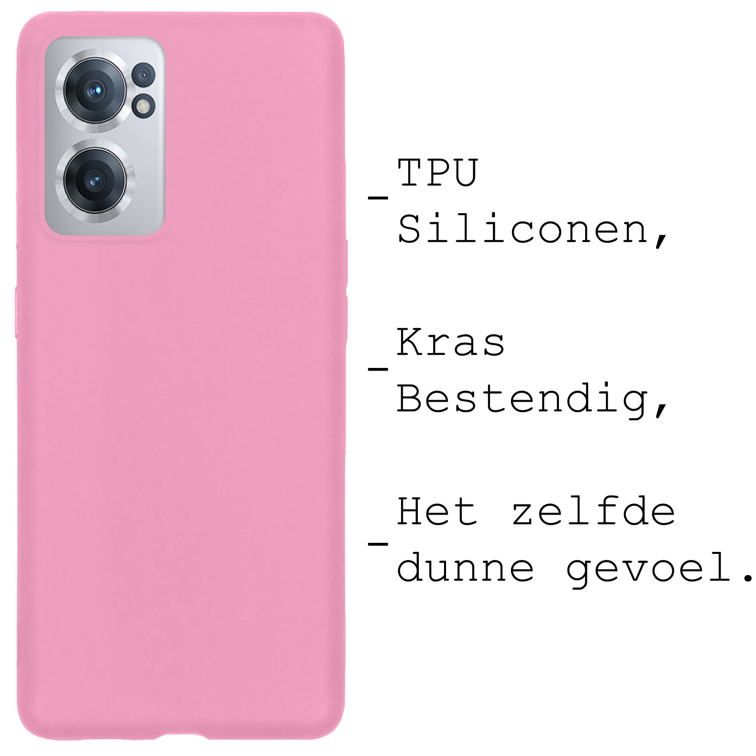 BASEY. Hoes Geschikt voor OnePlus Nord CE 2 Hoesje Siliconen Back Cover Case Met Screenprotector - Hoesje Geschikt voor OnePlus Nord CE 2 Hoes Cover Hoesje - Lichtroze