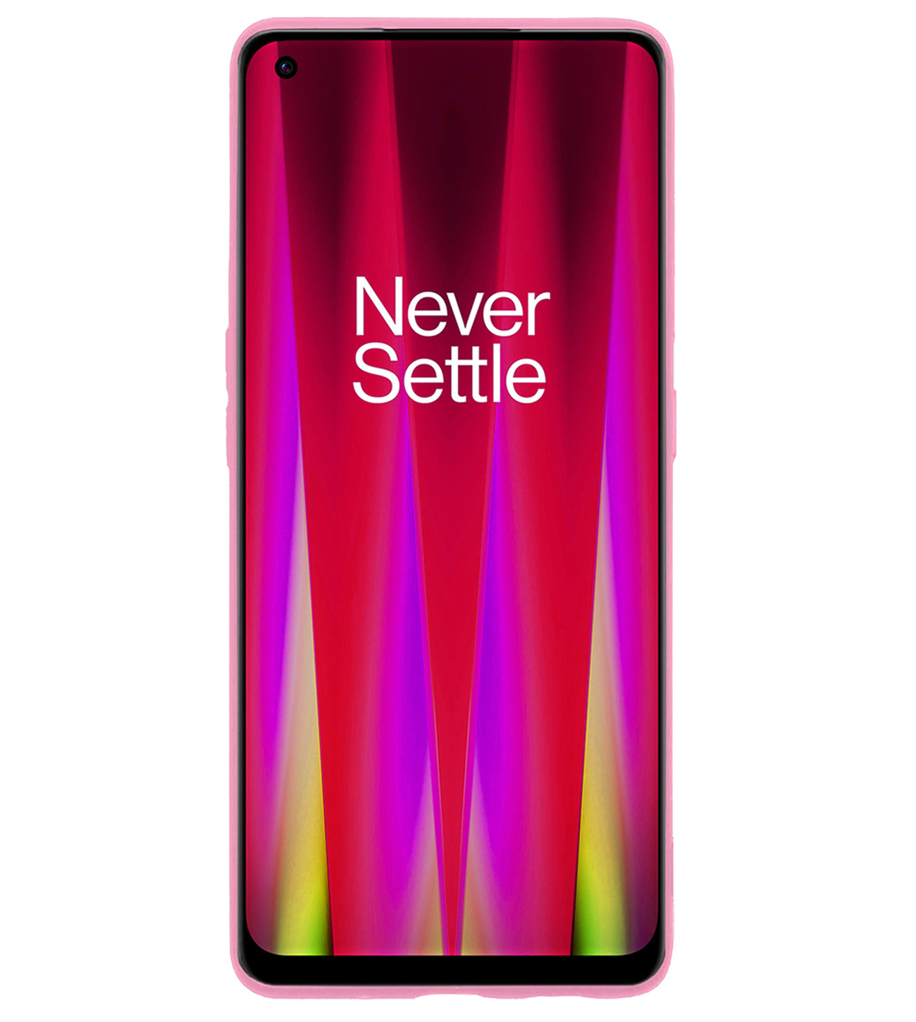 BASEY. Hoes Geschikt voor OnePlus Nord CE 2 Hoesje Siliconen Back Cover Case Met Screenprotector - Hoesje Geschikt voor OnePlus Nord CE 2 Hoes Cover Hoesje - Lichtroze