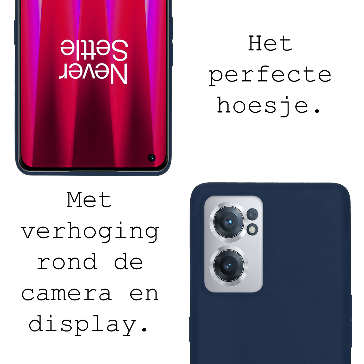 BASEY. Hoes Geschikt voor OnePlus Nord CE 2 Hoesje Siliconen Back Cover Case Met 2x Screenprotector - Hoesje Geschikt voor OnePlus Nord CE 2 Hoes Cover Hoesje - Donkerblauw