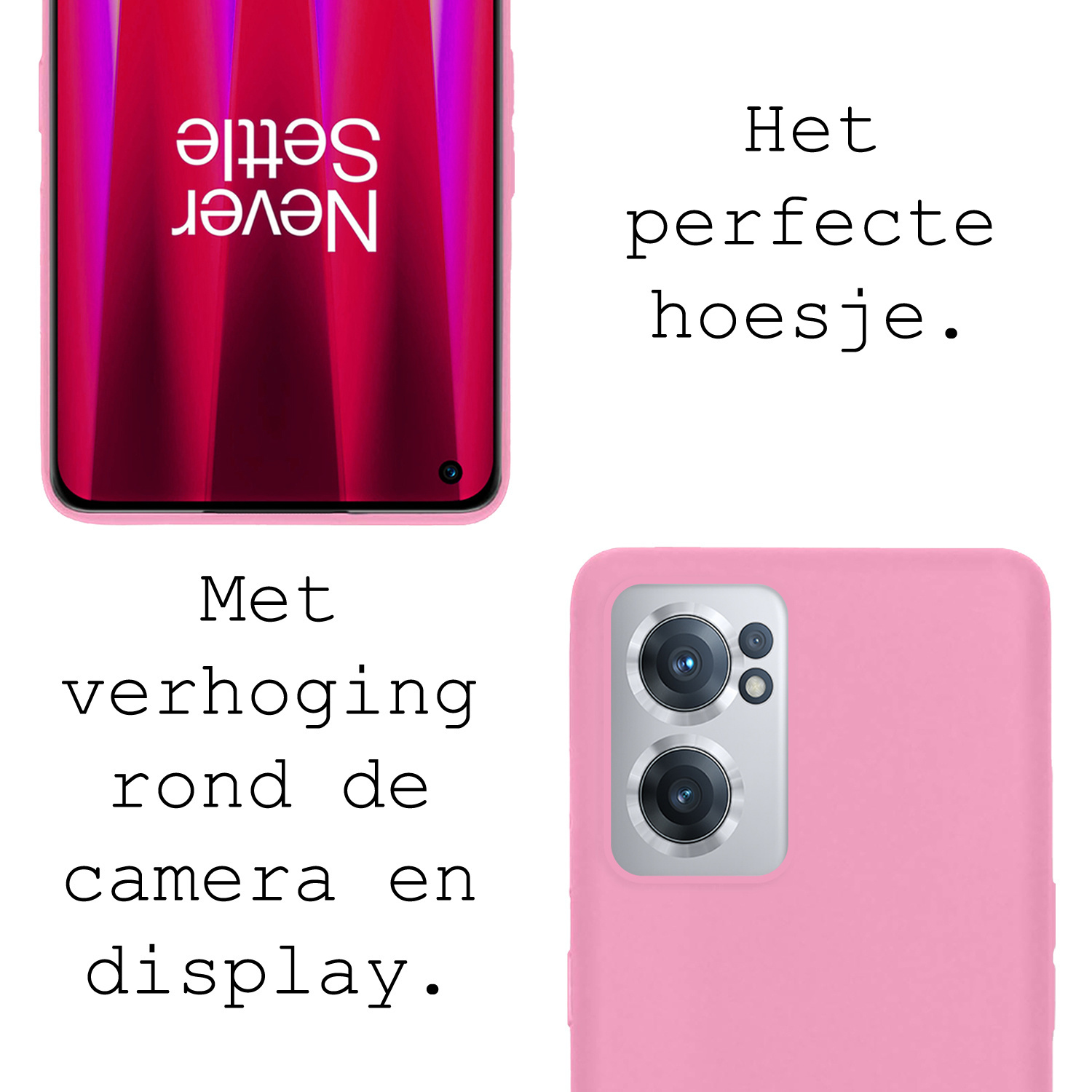 BASEY. Hoes Geschikt voor OnePlus Nord CE 2 Hoesje Siliconen Back Cover Case Met 2x Screenprotector - Hoesje Geschikt voor OnePlus Nord CE 2 Hoes Cover Hoesje - Lichtroze