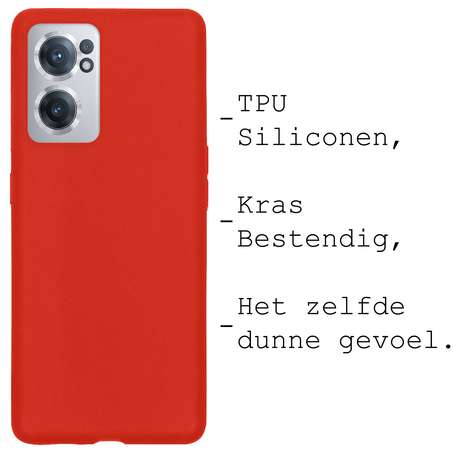 BASEY. Hoes Geschikt voor OnePlus Nord CE 2 Hoesje Siliconen Back Cover Case Met 2x Screenprotector - Hoesje Geschikt voor OnePlus Nord CE 2 Hoes Cover Hoesje - Rood