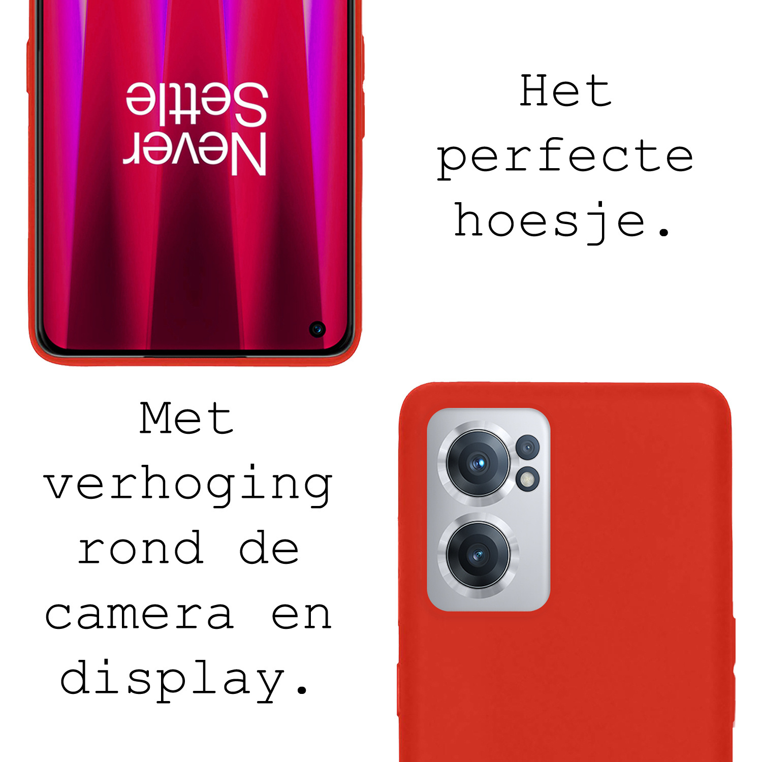 BASEY. Hoes Geschikt voor OnePlus Nord CE 2 Hoesje Siliconen Back Cover Case Met 2x Screenprotector - Hoesje Geschikt voor OnePlus Nord CE 2 Hoes Cover Hoesje - Rood