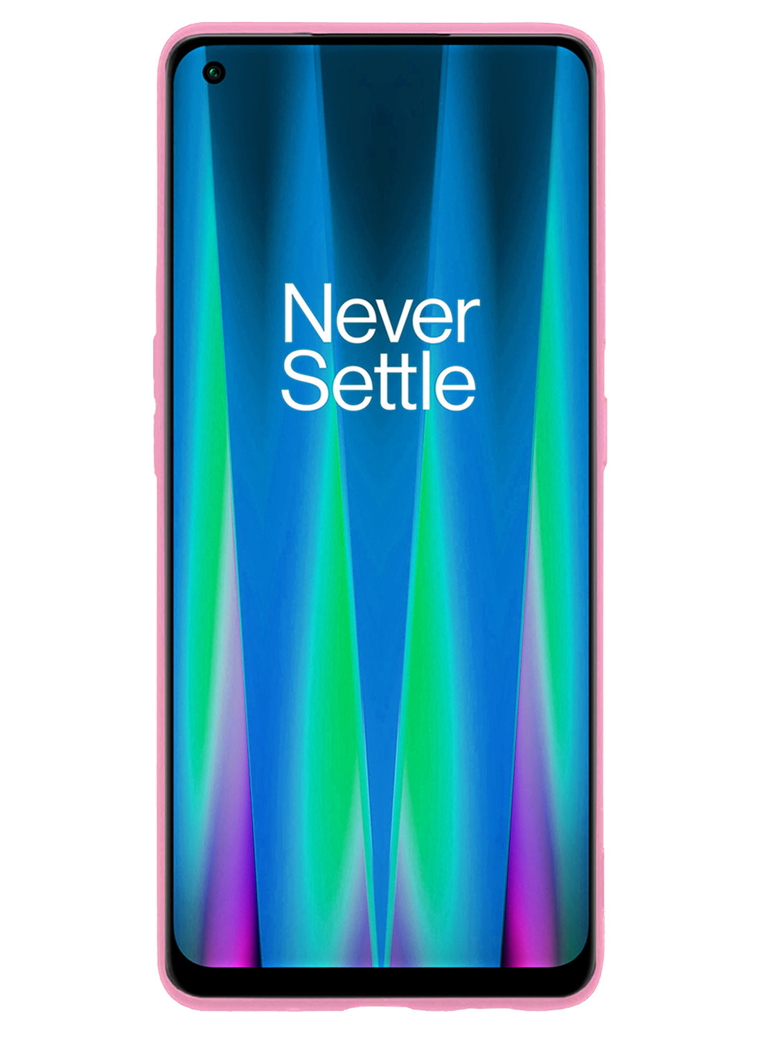 NoXx Hoes Geschikt voor OnePlus Nord CE 2 Hoesje Cover Siliconen Back Case Hoes Met Screenprotector - Lichtroze