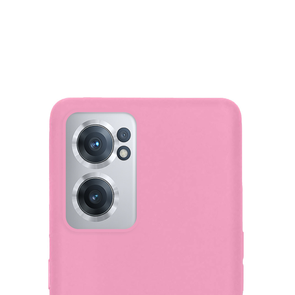 NoXx Hoes Geschikt voor OnePlus Nord CE 2 Hoesje Cover Siliconen Back Case Hoes Met Screenprotector - Lichtroze