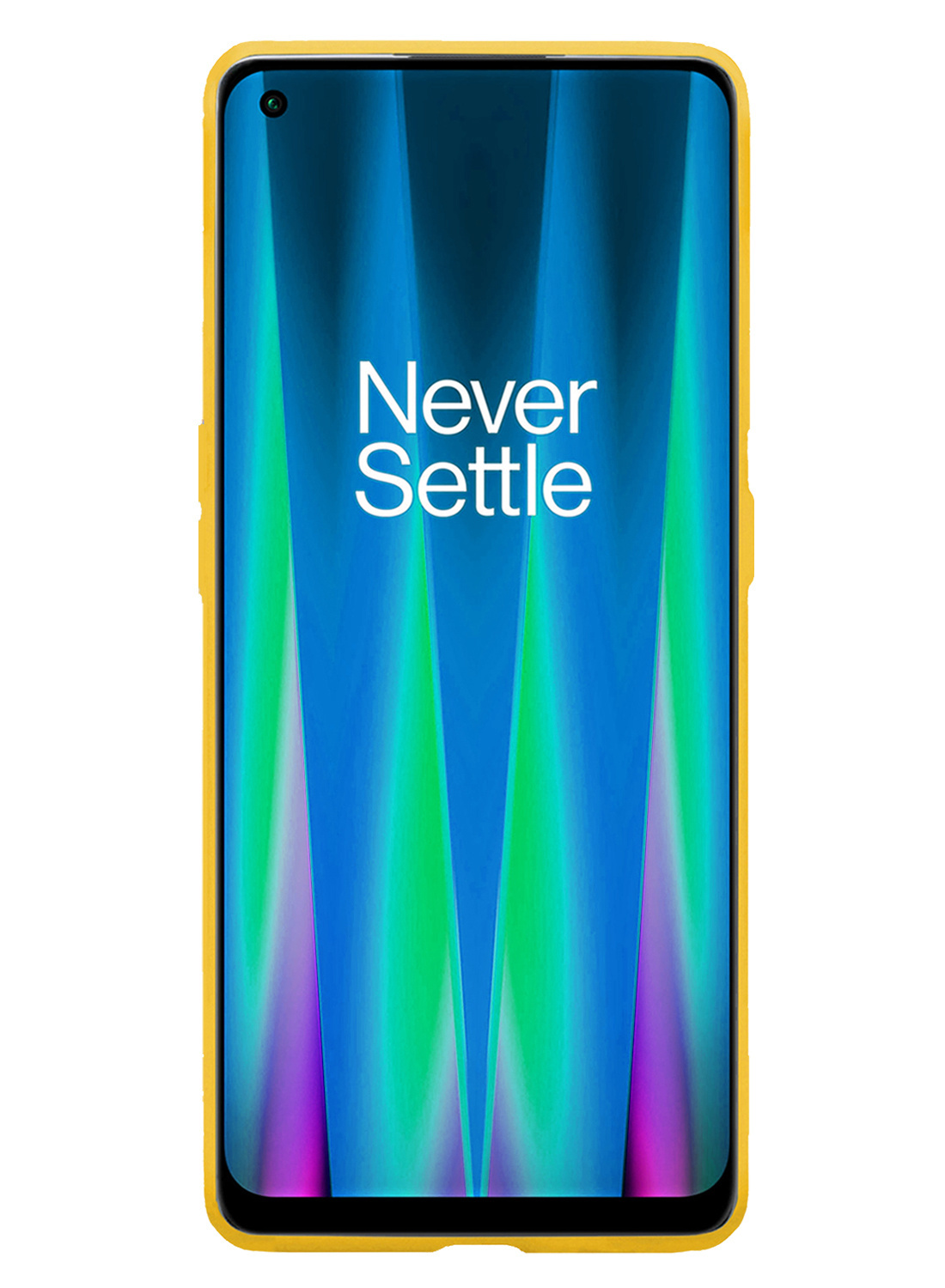 NoXx Hoes Geschikt voor OnePlus Nord CE 2 Hoesje Cover Siliconen Back Case Hoes Met 2x Screenprotector - Geel