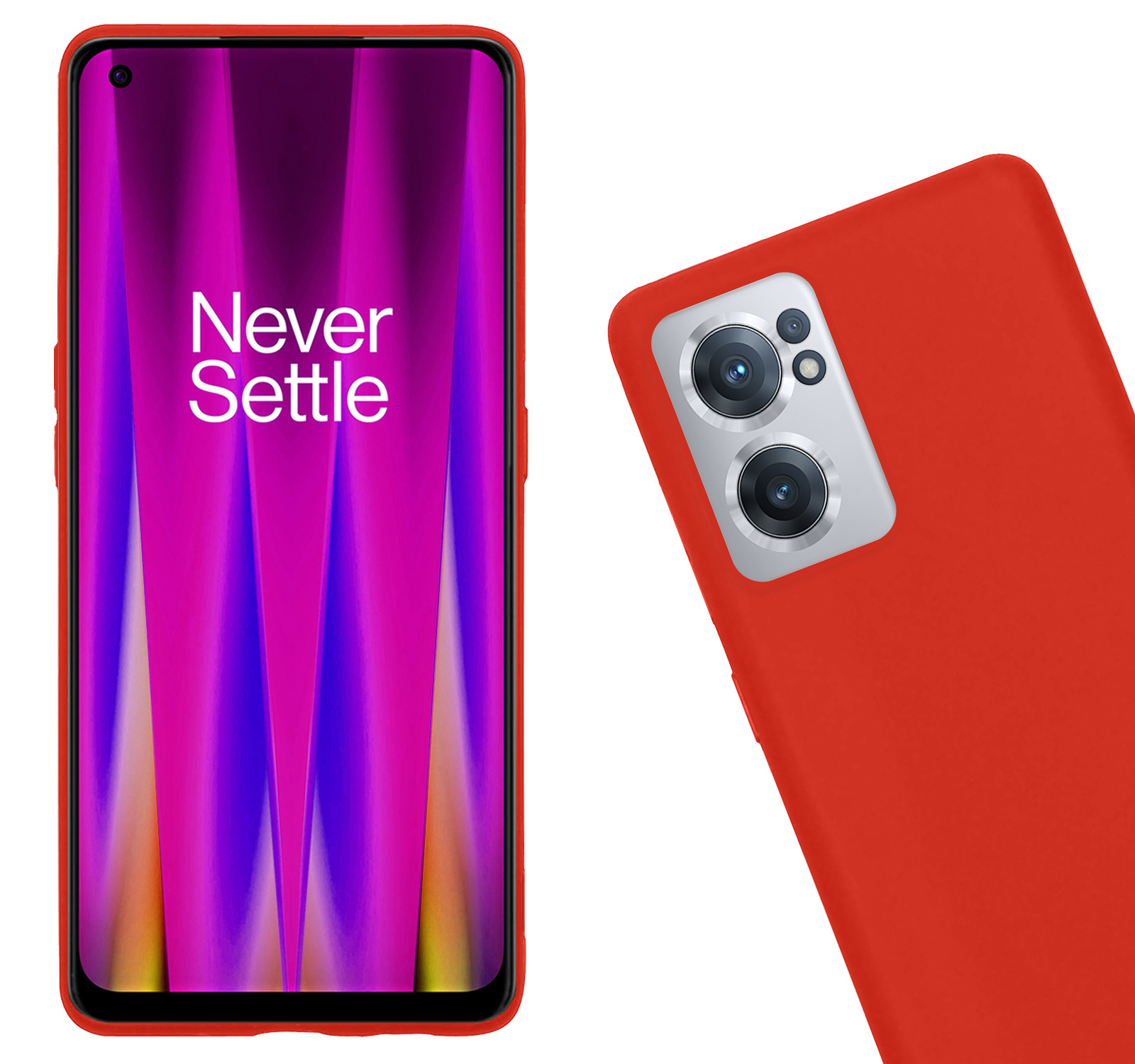 Nomfy Hoesje Geschikt voor OnePlus Nord CE 2 Hoesje Siliconen Cover Case Met Screenprotector - Hoes Geschikt voor OnePlus Nord CE 2 Hoes Back Case - Rood