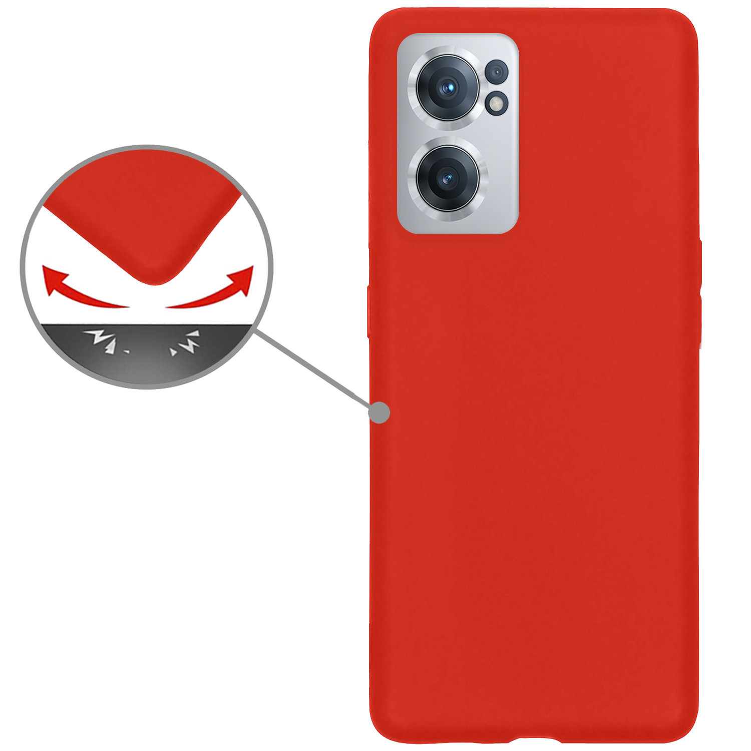 Nomfy Hoesje Geschikt voor OnePlus Nord CE 2 Hoesje Siliconen Cover Case Met Screenprotector - Hoes Geschikt voor OnePlus Nord CE 2 Hoes Back Case - Rood