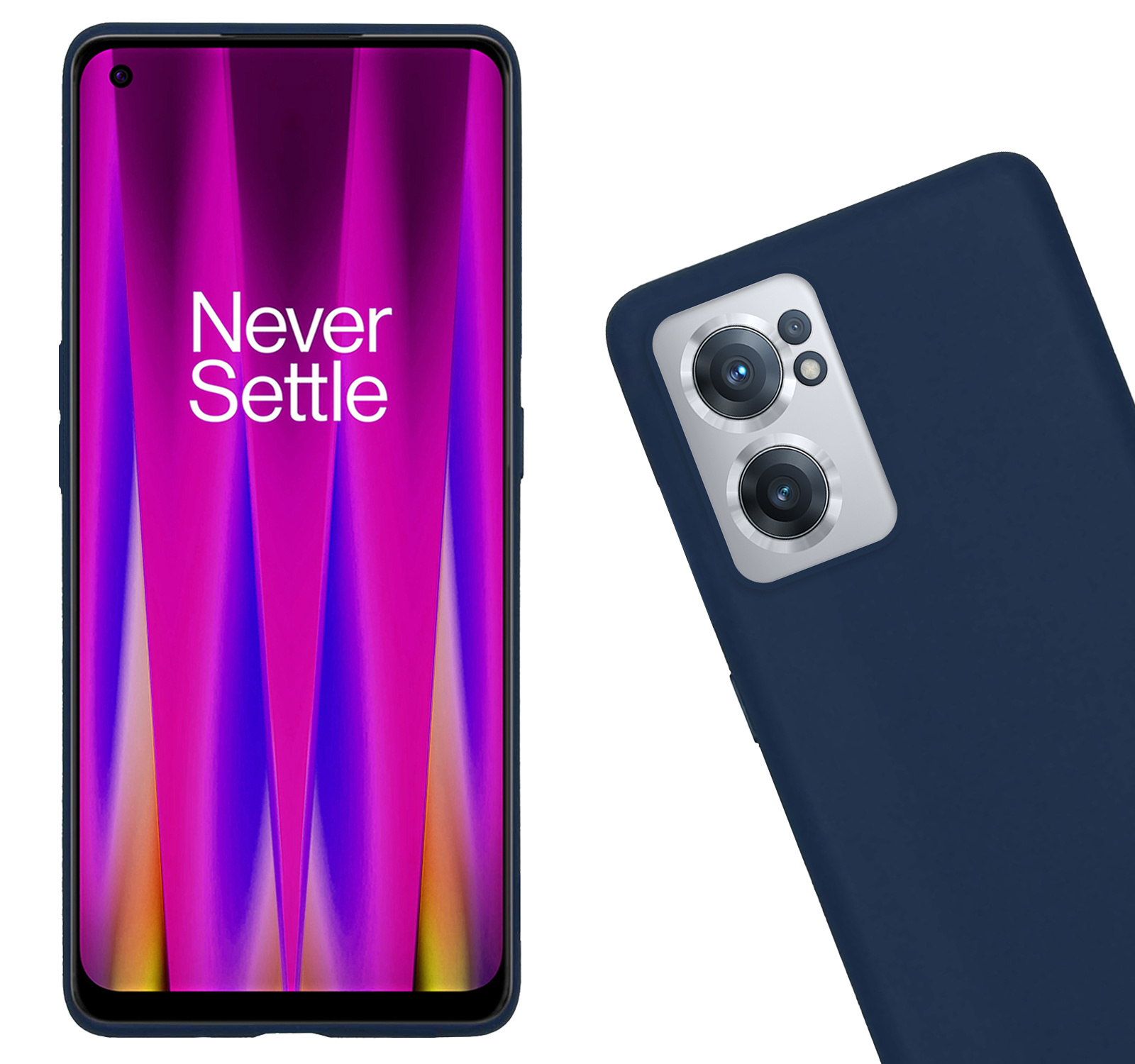 Nomfy Hoesje Geschikt voor OnePlus Nord CE 2 Hoesje Siliconen Cover Case Met 2x Screenprotector - Hoes Geschikt voor OnePlus Nord CE 2 Hoes Back Case - Donkerblauw