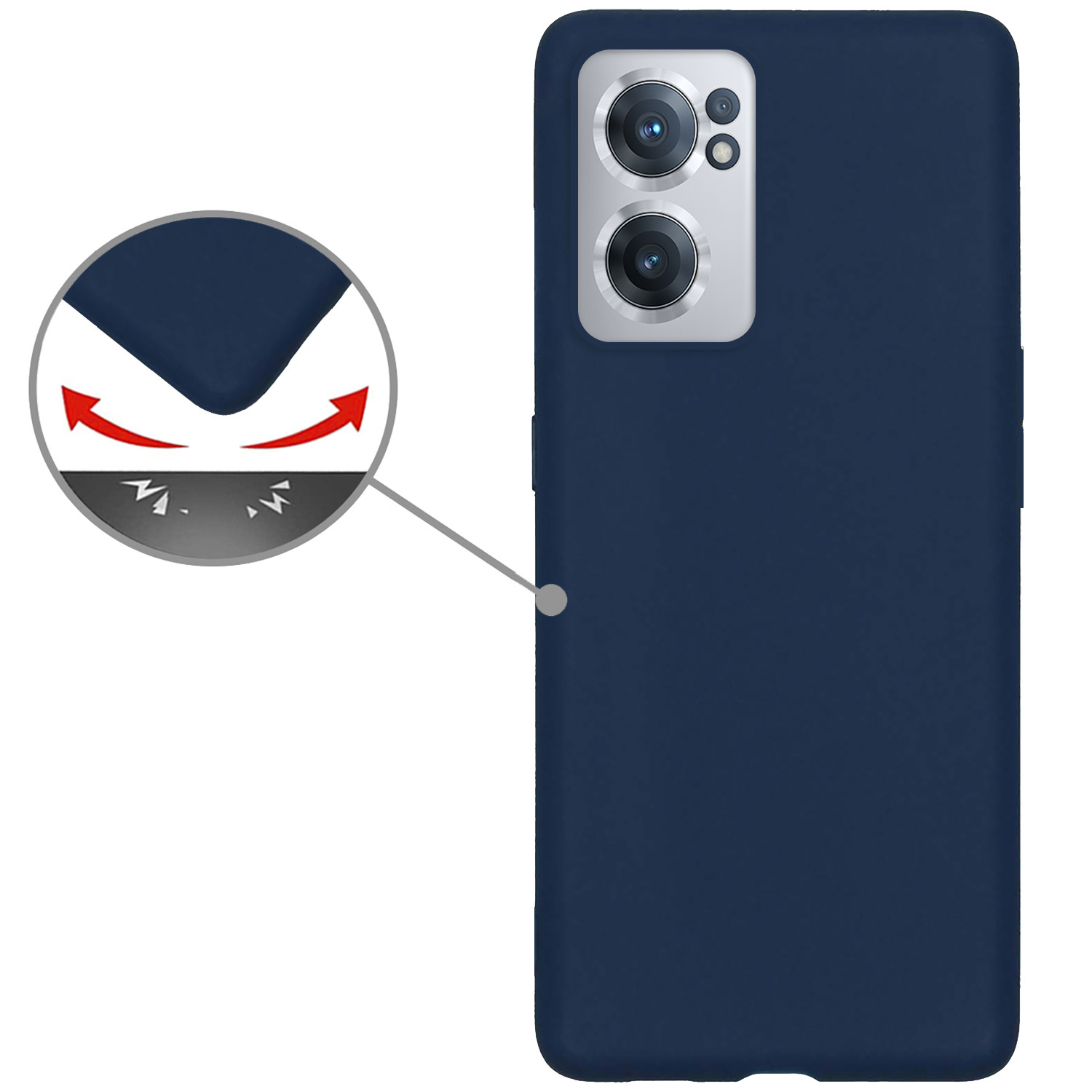 Nomfy Hoesje Geschikt voor OnePlus Nord CE 2 Hoesje Siliconen Cover Case Met 2x Screenprotector - Hoes Geschikt voor OnePlus Nord CE 2 Hoes Back Case - Donkerblauw
