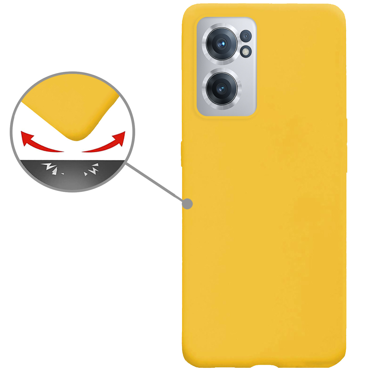 Nomfy Hoesje Geschikt voor OnePlus Nord CE 2 Hoesje Siliconen Cover Case Met 2x Screenprotector - Hoes Geschikt voor OnePlus Nord CE 2 Hoes Back Case - Geel