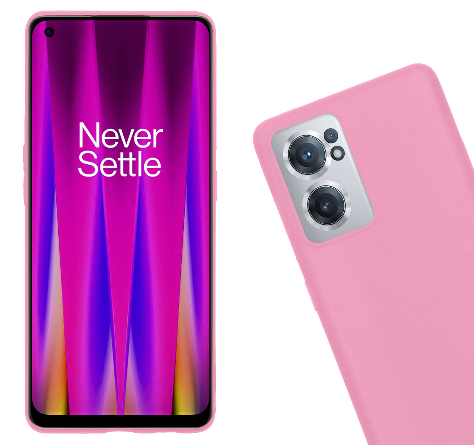 Nomfy Hoesje Geschikt voor OnePlus Nord CE 2 Hoesje Siliconen Cover Case Met 2x Screenprotector - Hoes Geschikt voor OnePlus Nord CE 2 Hoes Back Case - Lichtroze