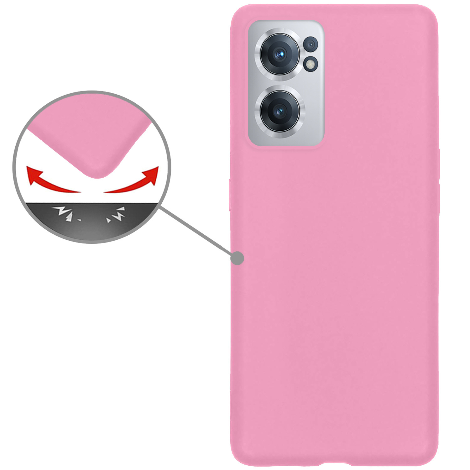 Nomfy Hoesje Geschikt voor OnePlus Nord CE 2 Hoesje Siliconen Cover Case Met 2x Screenprotector - Hoes Geschikt voor OnePlus Nord CE 2 Hoes Back Case - Lichtroze
