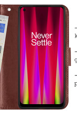 BASEY. Hoes Geschikt voor OnePlus Nord CE 2 Hoesje Bookcase Hoes Flip Case Book Cover Met Screenprotector - Hoesje Geschikt voor OnePlus Nord CE 2 Hoes Book Case Hoesje - Bruin