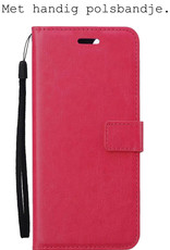 BASEY. Hoes Geschikt voor OnePlus Nord CE 2 Hoesje Bookcase Hoes Flip Case Book Cover Met Screenprotector - Hoesje Geschikt voor OnePlus Nord CE 2 Hoes Book Case Hoesje - Donkerroze