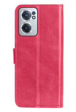 BASEY. Hoes Geschikt voor OnePlus Nord CE 2 Hoesje Bookcase Hoes Flip Case Book Cover Met Screenprotector - Hoesje Geschikt voor OnePlus Nord CE 2 Hoes Book Case Hoesje - Donkerroze