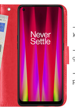 BASEY. Hoes Geschikt voor OnePlus Nord CE 2 Hoesje Bookcase Hoes Flip Case Book Cover Met Screenprotector - Hoesje Geschikt voor OnePlus Nord CE 2 Hoes Book Case Hoesje - Rood
