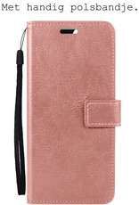 BASEY. Hoes Geschikt voor OnePlus Nord CE 2 Hoesje Bookcase Hoes Flip Case Book Cover Met Screenprotector - Hoesje Geschikt voor OnePlus Nord CE 2 Hoes Book Case Hoesje - Rosé goud