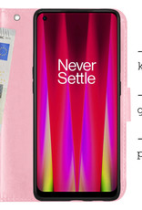 BASEY. Hoes Geschikt voor OnePlus Nord CE 2 Hoesje Bookcase Hoes Flip Case Book Cover Met 2x Screenprotector - Hoesje Geschikt voor OnePlus Nord CE 2 Hoes Book Case Hoesje - Lichtroze
