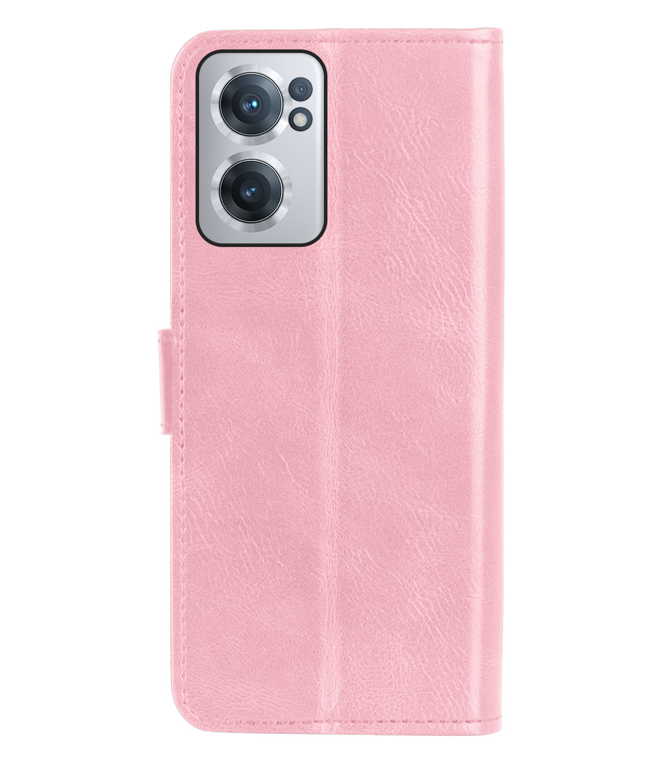 BASEY. Hoes Geschikt voor OnePlus Nord CE 2 Hoesje Bookcase Hoes Flip Case Book Cover Met 2x Screenprotector - Hoesje Geschikt voor OnePlus Nord CE 2 Hoes Book Case Hoesje - Lichtroze