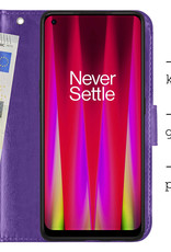 BASEY. Hoes Geschikt voor OnePlus Nord CE 2 Hoesje Bookcase Hoes Flip Case Book Cover Met 2x Screenprotector - Hoesje Geschikt voor OnePlus Nord CE 2 Hoes Book Case Hoesje - Paars