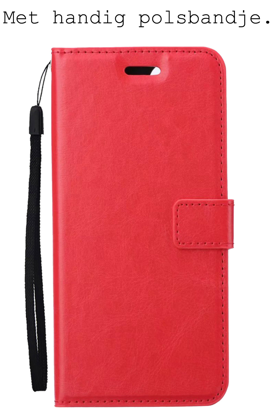BASEY. Hoes Geschikt voor OnePlus Nord CE 2 Hoesje Bookcase Hoes Flip Case Book Cover Met 2x Screenprotector - Hoesje Geschikt voor OnePlus Nord CE 2 Hoes Book Case Hoesje - Rood