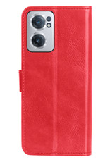 BASEY. Hoes Geschikt voor OnePlus Nord CE 2 Hoesje Bookcase Hoes Flip Case Book Cover Met 2x Screenprotector - Hoesje Geschikt voor OnePlus Nord CE 2 Hoes Book Case Hoesje - Rood