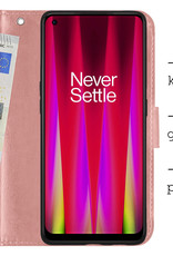 BASEY. Hoes Geschikt voor OnePlus Nord CE 2 Hoesje Bookcase Hoes Flip Case Book Cover Met 2x Screenprotector - Hoesje Geschikt voor OnePlus Nord CE 2 Hoes Book Case Hoesje - Rosé goud