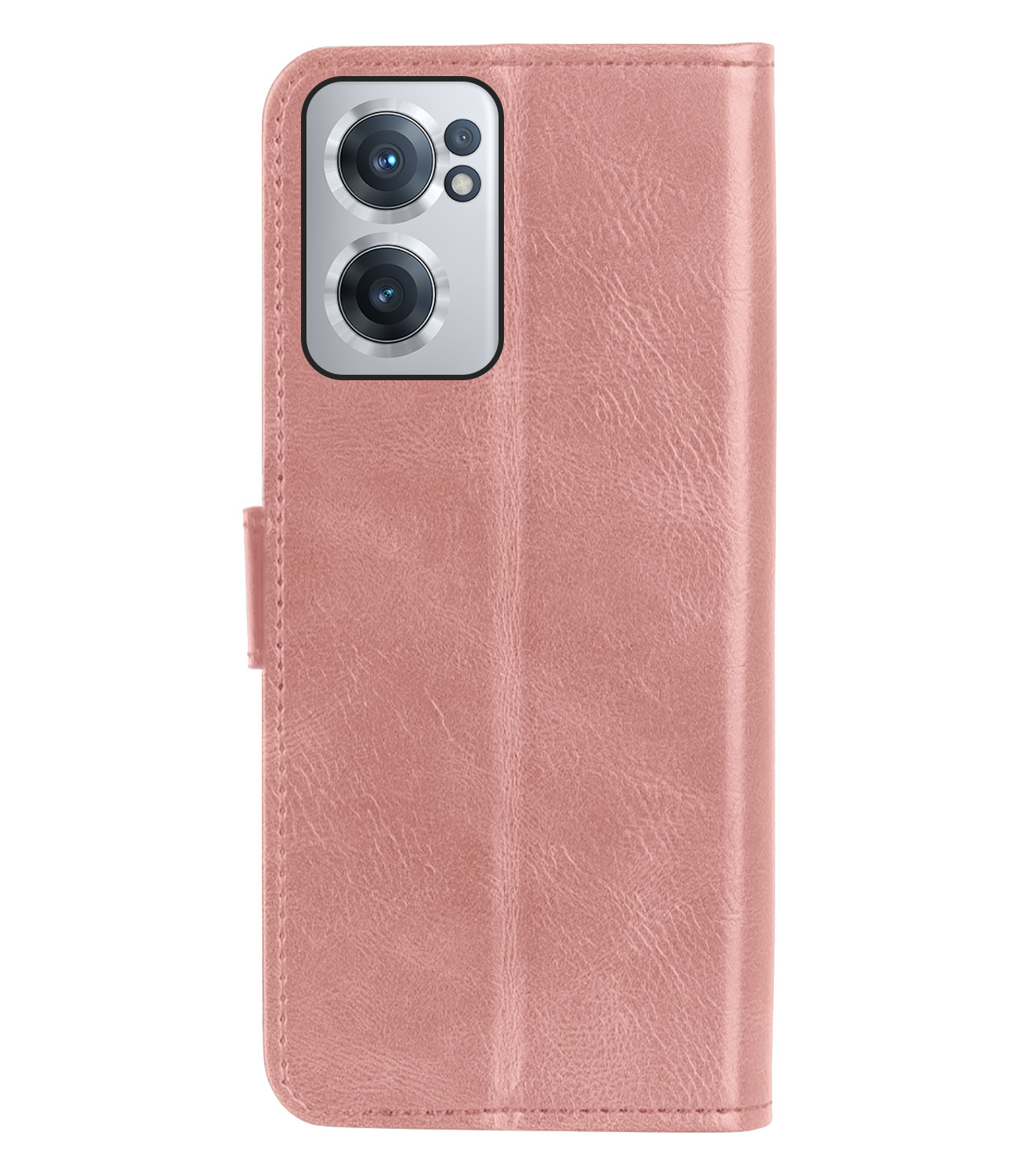 BASEY. Hoes Geschikt voor OnePlus Nord CE 2 Hoesje Bookcase Hoes Flip Case Book Cover Met 2x Screenprotector - Hoesje Geschikt voor OnePlus Nord CE 2 Hoes Book Case Hoesje - Rosé goud