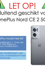 NoXx Hoes Geschikt voor OnePlus Nord CE 2 Hoesje Book Case Hoes Flip Cover Wallet Bookcase Met Screenprotector - Donkerroze
