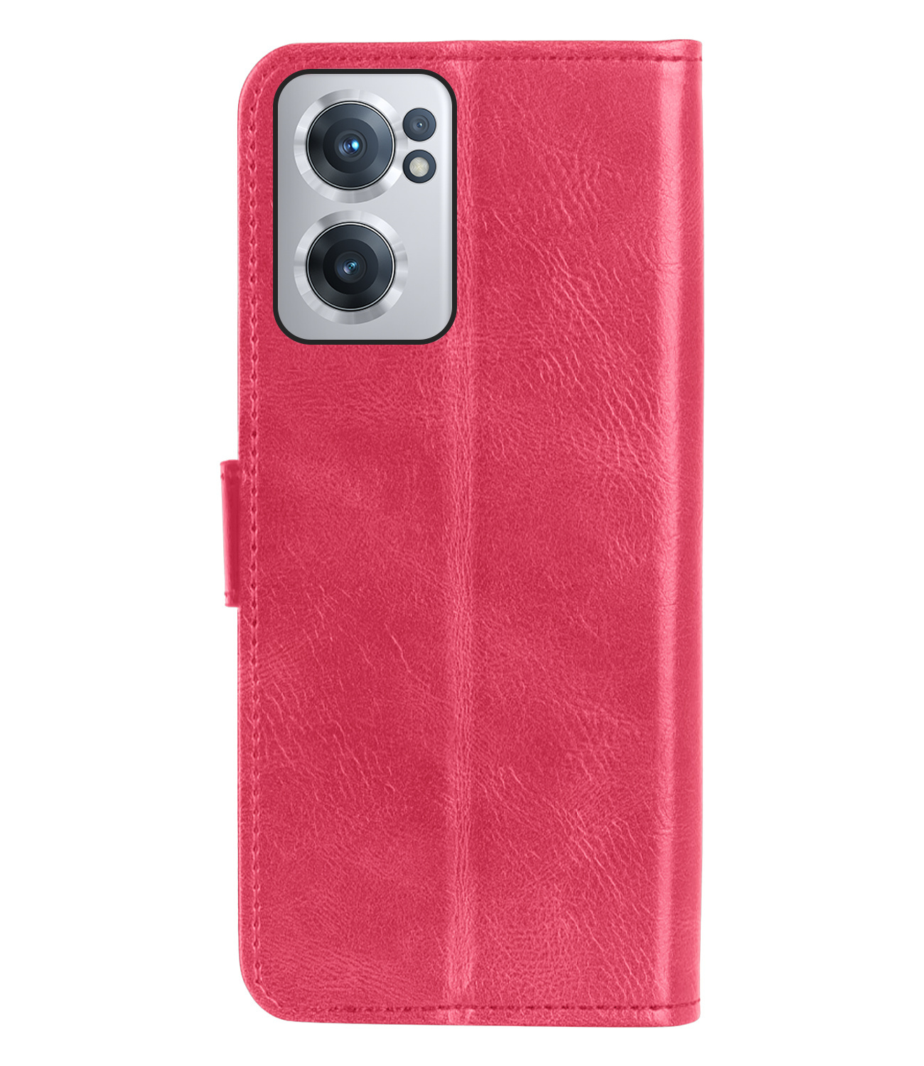 NoXx Hoes Geschikt voor OnePlus Nord CE 2 Hoesje Book Case Hoes Flip Cover Wallet Bookcase Met Screenprotector - Donkerroze