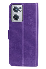 NoXx Hoes Geschikt voor OnePlus Nord CE 2 Hoesje Book Case Hoes Flip Cover Wallet Bookcase Met Screenprotector - Paars