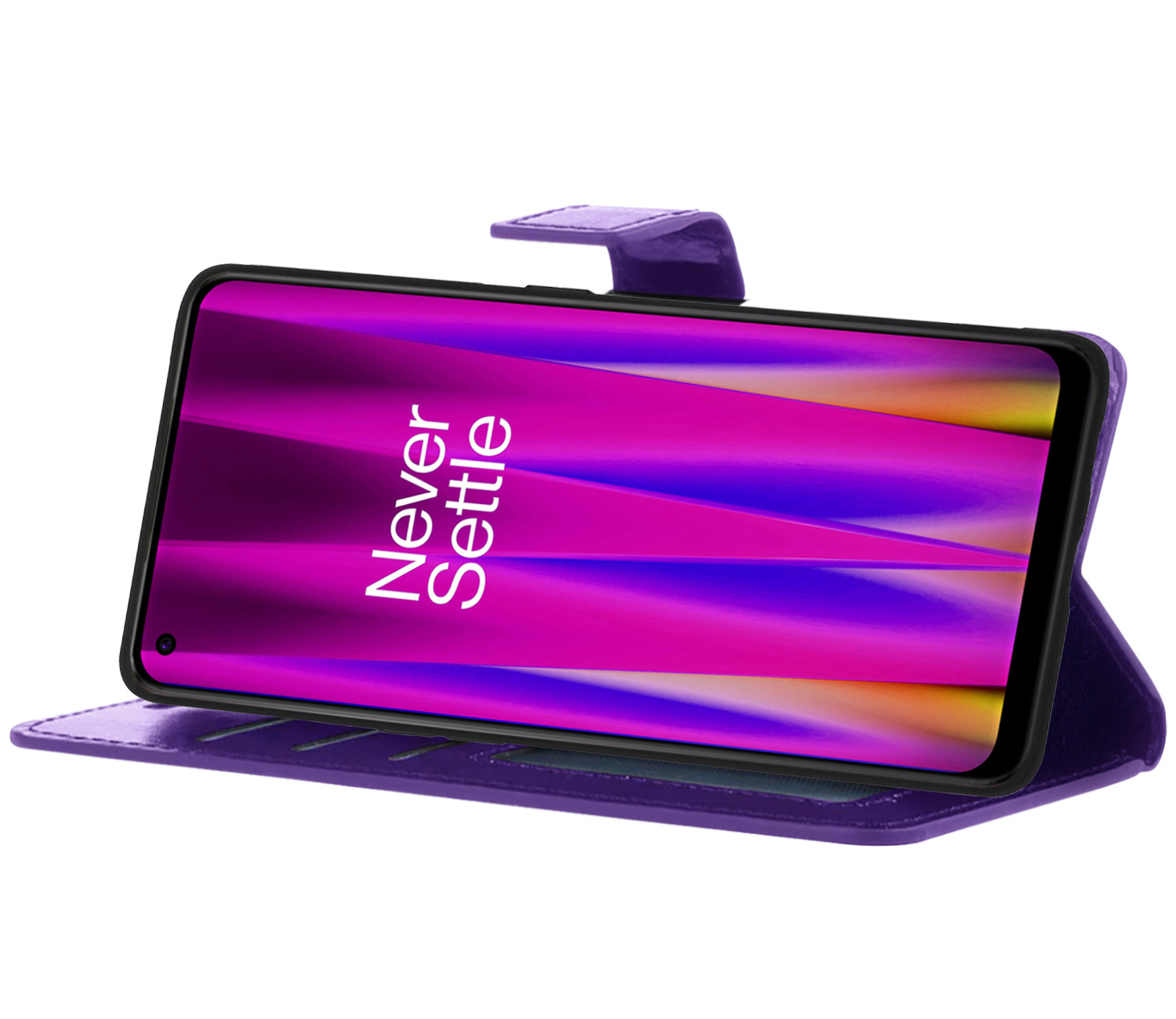 Nomfy Hoesje Geschikt voor OnePlus Nord CE 2 Hoes Bookcase Flipcase Book Cover Met Screenprotector - Hoes Geschikt voor OnePlus Nord CE 2 Hoesje Book Case - Paars