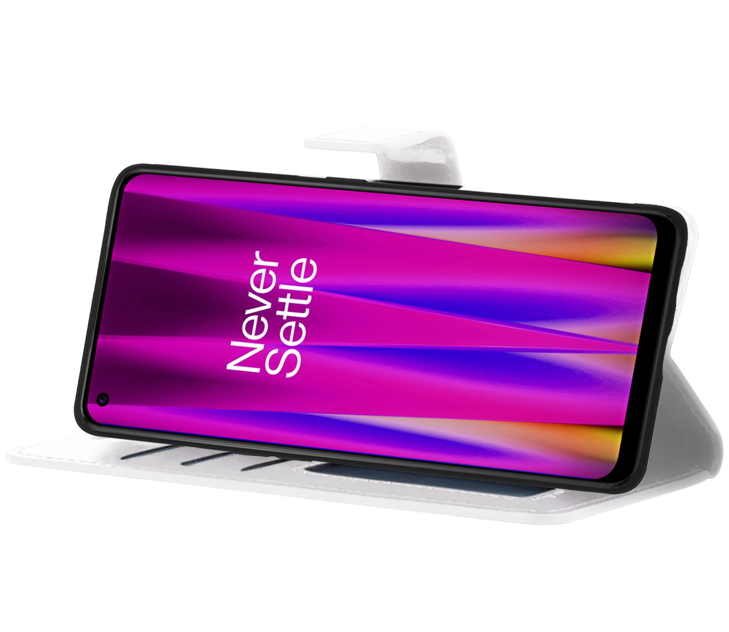 Nomfy Hoesje Geschikt voor OnePlus Nord CE 2 Hoes Bookcase Flipcase Book Cover Met 2x Screenprotector - Hoes Geschikt voor OnePlus Nord CE 2 Hoesje Book Case - Wit