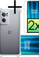 NoXx Hoes Geschikt voor OnePlus Nord CE 2 Hoesje Siliconen Cover Shock Proof Back Case Shockproof Hoes Met 2x Screenprotector - Transparant