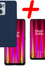 BASEY. Hoes Geschikt voor OnePlus Nord CE 2 Hoesje Siliconen Back Cover Case Met Screenprotector - Hoesje Geschikt voor OnePlus Nord CE 2 Hoes Cover Hoesje - Donkerblauw
