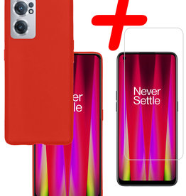 BASEY. BASEY. OnePlus Nord CE 2 Hoesje Siliconen Met Screenprotector - Rood