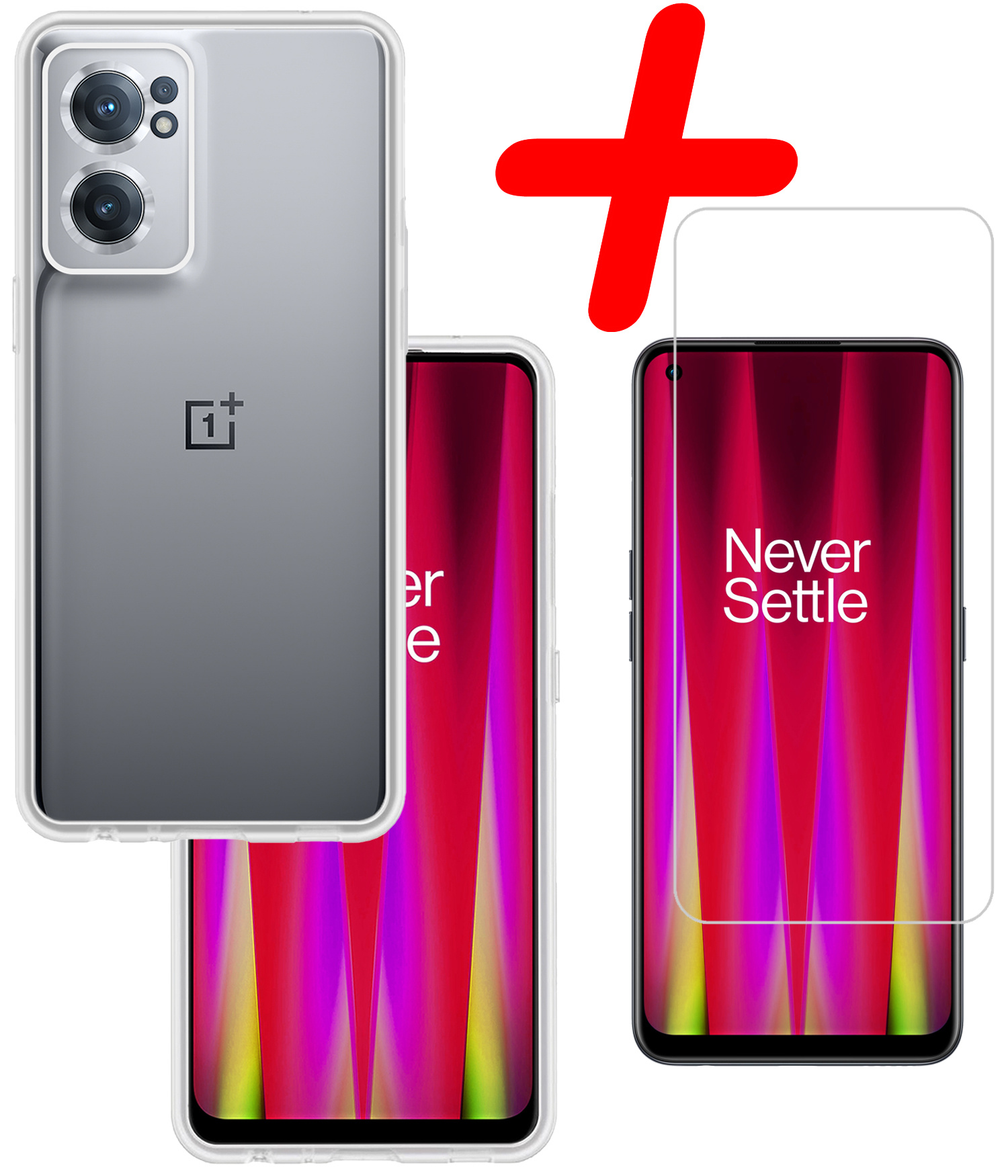 BASEY. Hoes Geschikt voor OnePlus Nord CE 2 Hoesje Siliconen Back Cover Case Met Screenprotector - Hoesje Geschikt voor OnePlus Nord CE 2 Hoes Cover Hoesje - Transparant