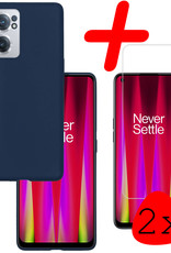 BASEY. Hoes Geschikt voor OnePlus Nord CE 2 Hoesje Siliconen Back Cover Case Met 2x Screenprotector - Hoesje Geschikt voor OnePlus Nord CE 2 Hoes Cover Hoesje - Donkerblauw