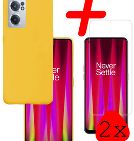 BASEY. BASEY. OnePlus Nord CE 2 Hoesje Siliconen Met 2x Screenprotector - Geel