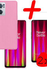 BASEY. Hoes Geschikt voor OnePlus Nord CE 2 Hoesje Siliconen Back Cover Case Met 2x Screenprotector - Hoesje Geschikt voor OnePlus Nord CE 2 Hoes Cover Hoesje - Lichtroze