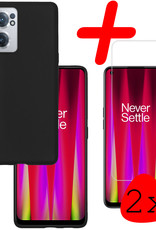 BASEY. OnePlus Nord CE 2 Hoesje Siliconen Back Cover Case Met 2x Screenprotector - OnePlus Nord CE 2 Hoes Silicone Case Hoesje - Zwart