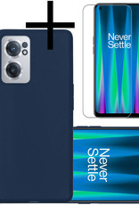 NoXx Hoes Geschikt voor OnePlus Nord CE 2 Hoesje Cover Siliconen Back Case Hoes Met Screenprotector - Donkerblauw