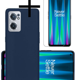 NoXx NoXx OnePlus Nord CE 2 Hoesje Siliconen Met Screenprotector - Donkerblauw