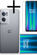 NoXx Hoes Geschikt voor OnePlus Nord CE 2 Hoesje Cover Siliconen Back Case Hoes Met Screenprotector - Transparant