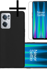 NoXx Hoes Geschikt voor OnePlus Nord CE 2 Hoesje Cover Siliconen Back Case Hoes Met Screenprotector - Zwart