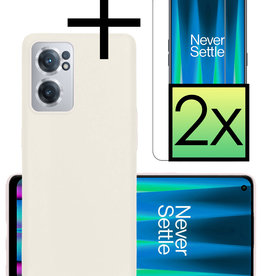 NoXx NoXx OnePlus Nord CE 2 Hoesje Siliconen Met 2x Screenprotector - Wit