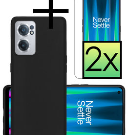 NoXx NoXx OnePlus Nord CE 2 Hoesje Siliconen Met 2x Screenprotector - Zwart